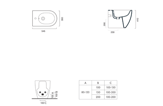 BIDET SFERA 54 FILO PARETE 1BIS54RN00 CATALANO
