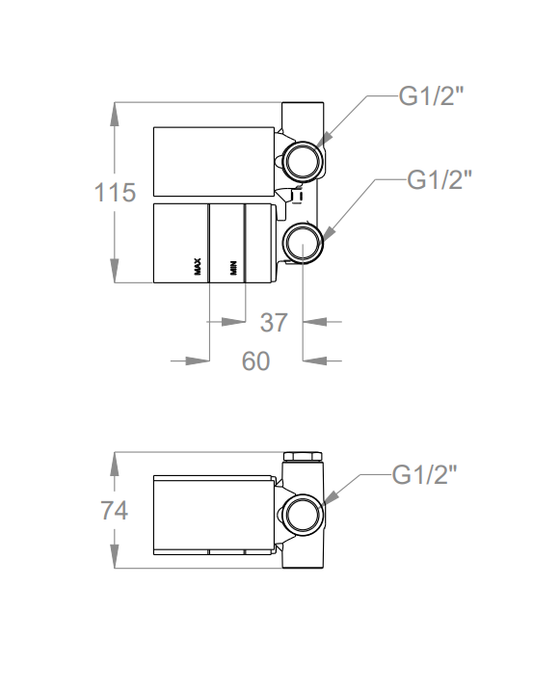 FIR ITALIA – Miscelatore doccia ad incasso con deviatore selettivo a due uscite (Parte incasso + parte esterna)