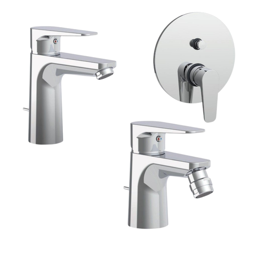 PAFFONI ORANGE | Set Rubinetteria Lavabo + Bidet + Doccia con Deviatore (Cromato)
