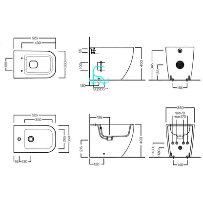 Hatria Bianca – Coppia sanitari a terra traslati senza brida con sedile soft-close e bidet