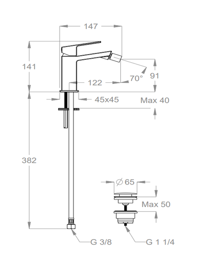 FIR ITALIA KELIO MISCELATORE BIDET 63.2102.3