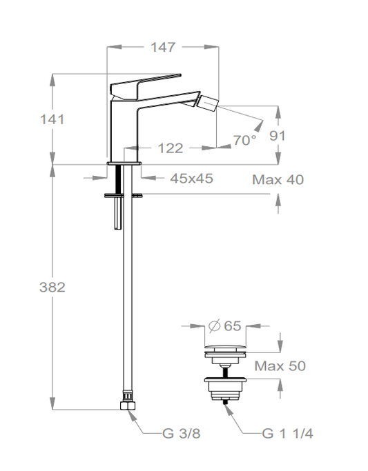 FIR ITALIA KELIO MISCELATORE BIDET 63.2102.3