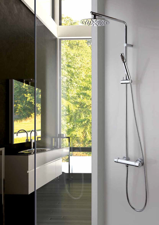 Colonna Doccia Snella 200 con Soffione Acciaio Ultrapiatto Ø200 mm – Termostatica Minimal | Aquaviva